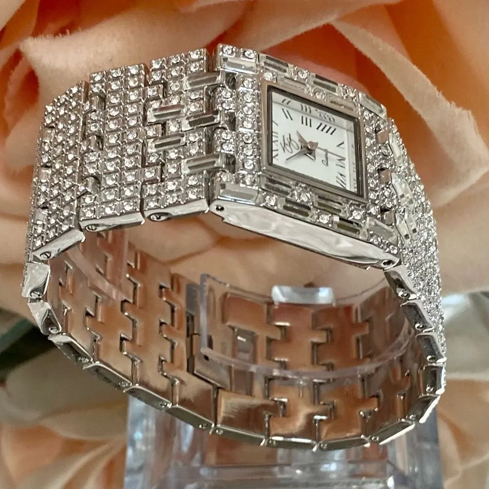 Suzanne Somers Rhinestone Encrusted Glamourous Dress Watch